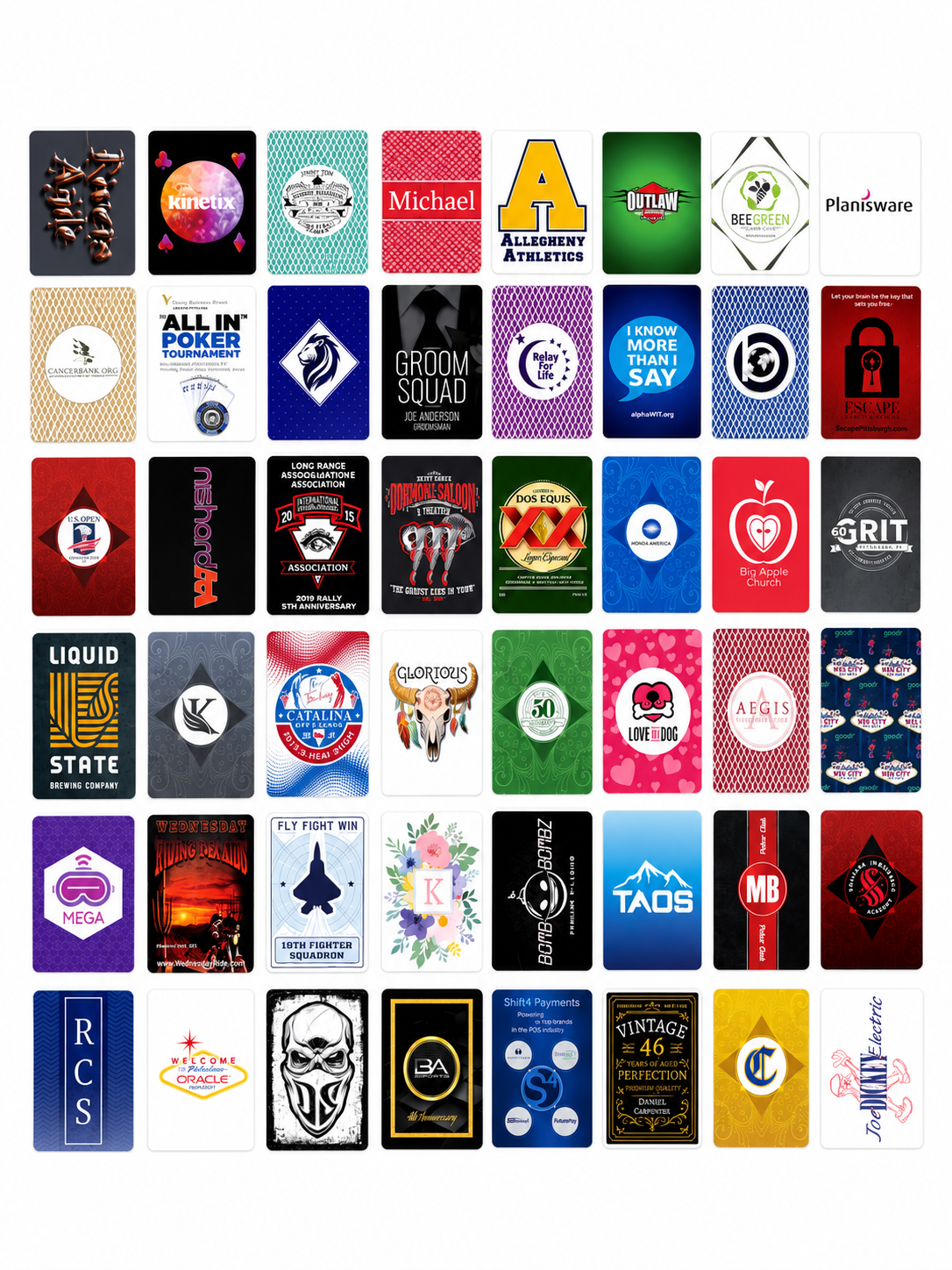 Custom Playing Card Sample Pack Templates and Designs with a White Background