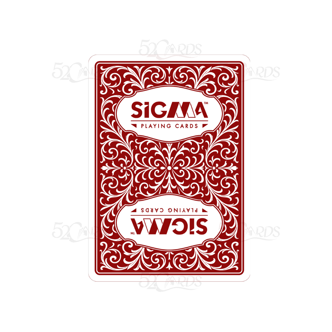 Custom casino playing card back template with an ornate scroll pattern and SiGMA Playing Cards logo
