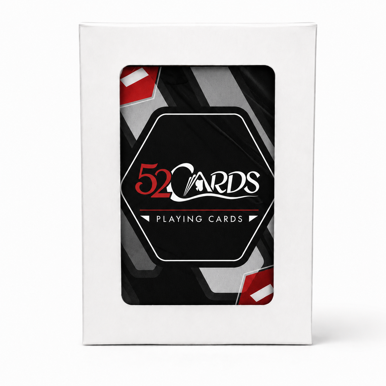 Pack of 52 Cards playing cards with a white box on a white background