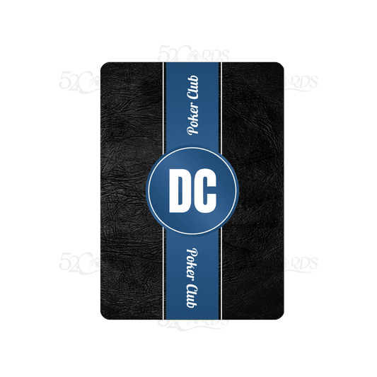 Custom monogrammed Poker Club playing card with a leather-look background