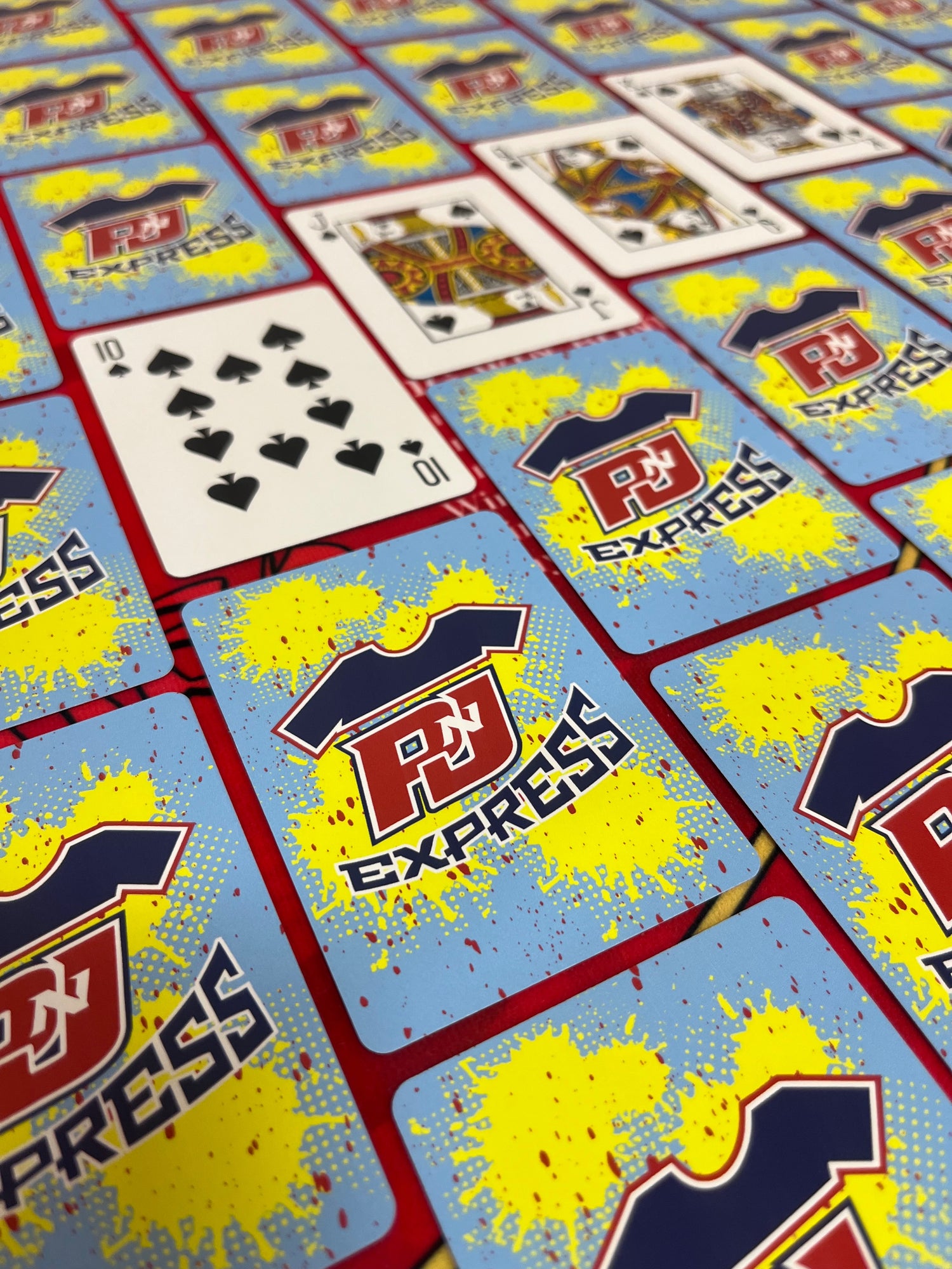 Blue and yellow PnJ Express Custom Playing Cards