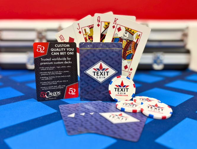 Texit Coin Custom Playing Cards and Custom Poker Chips 